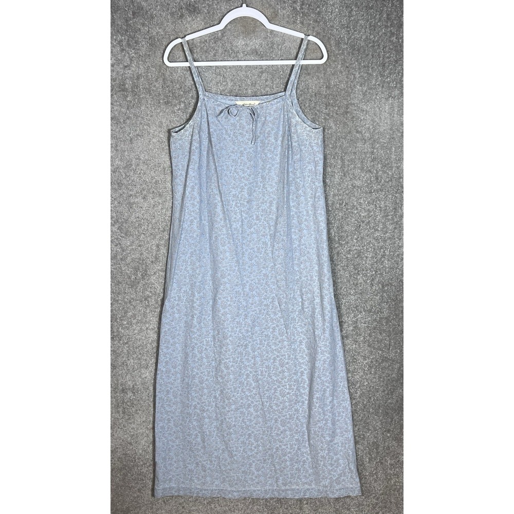 Vintage Eddie Bauer Maxi Dress Womens Sz Medium Blue Floral Prairie Cottagecore
